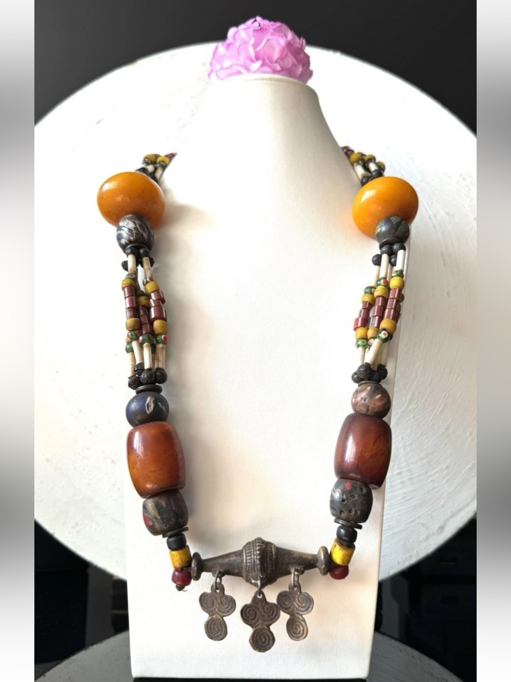Massive Mid Century Ethnic African Tribal Trading Beads & Bakelite Necklace 331g
